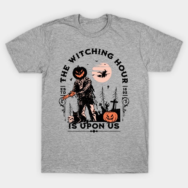 The Witching Hour is Upon Us - Halloween Jack-O-Lantern T-Shirt by OrangeMonkeyArt
